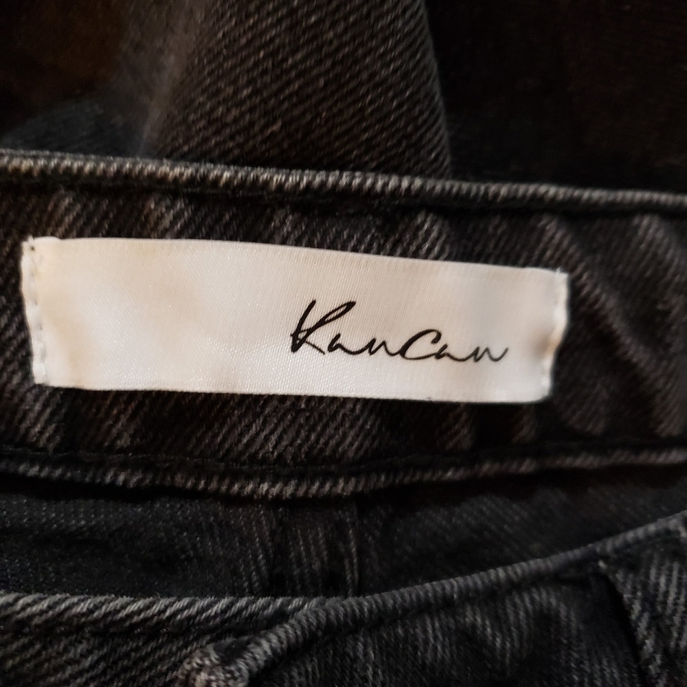 KanCan High Rise Straight Black Plaid patch - Picture 8 of 10